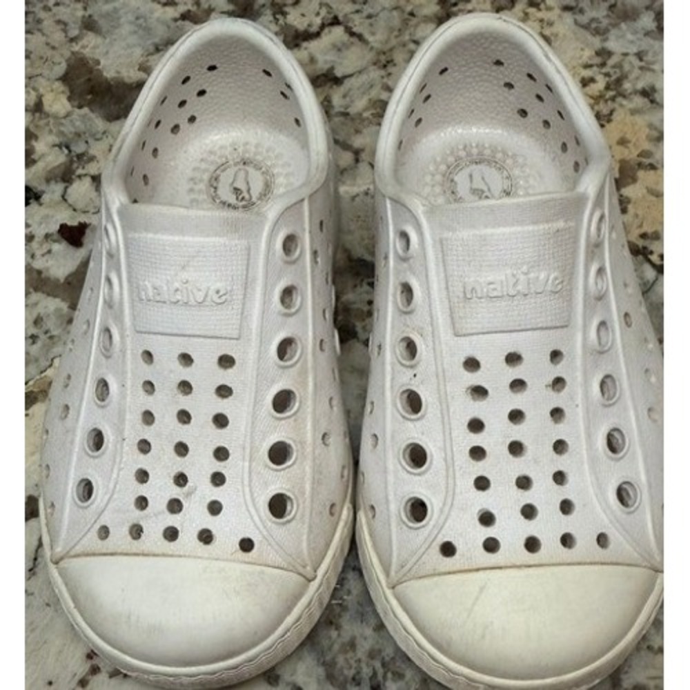 Native Jefferson Kids Shoes Shell White Slip On Sneakers C6